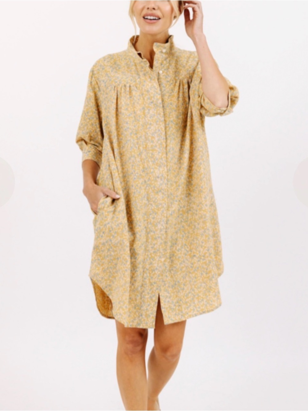 Mirth Marfa Honeysuckle Floral Mini Dress Shirtdress Small S Cotton House